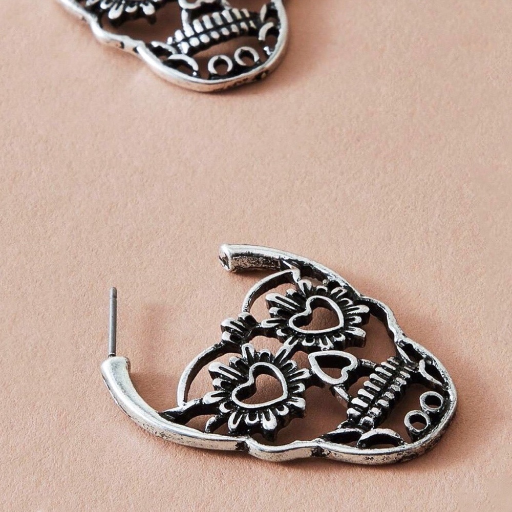 Any 2/$20! Silver Sugar Skull/Day of Dead Earrings - Picture 5 of 9